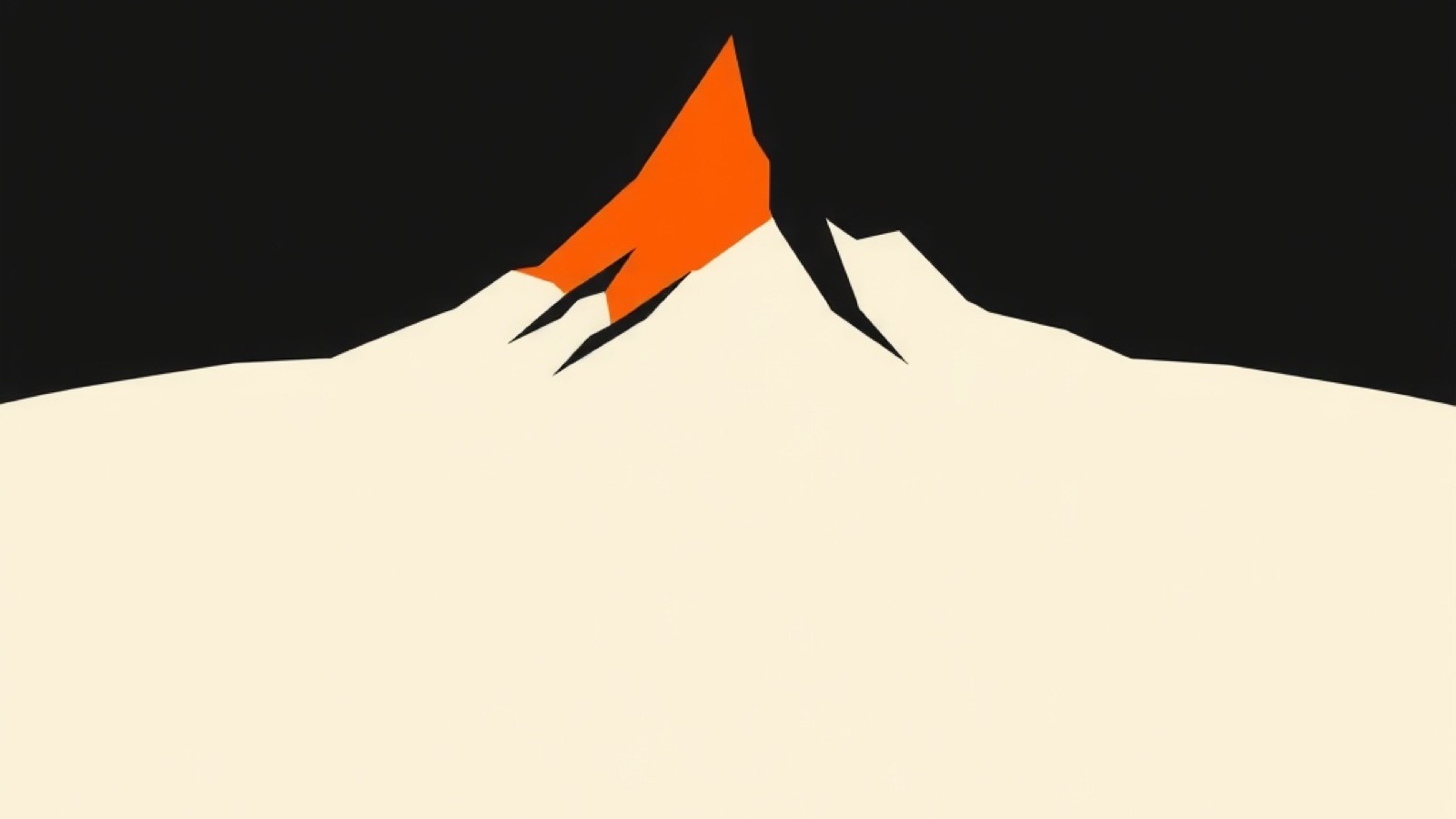 Illustration : un sommet unique se détachant sur un fond sombre, la pointe en orange