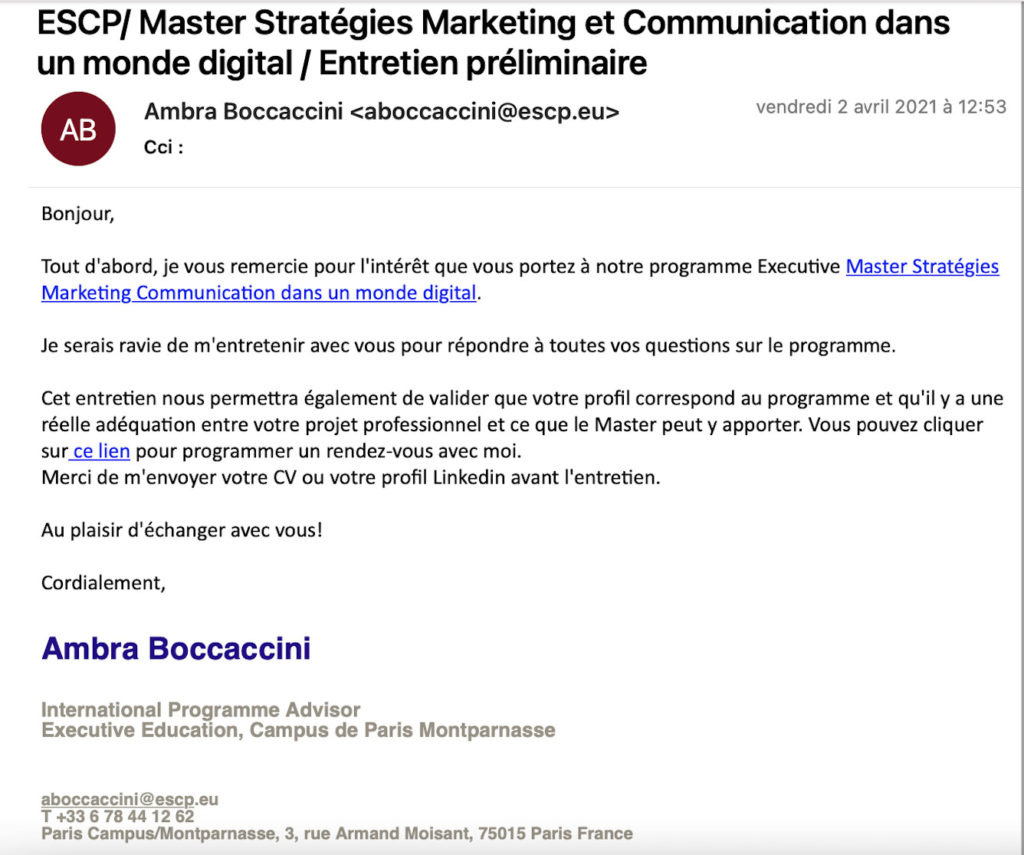 Exemple email scénario automation marketing
