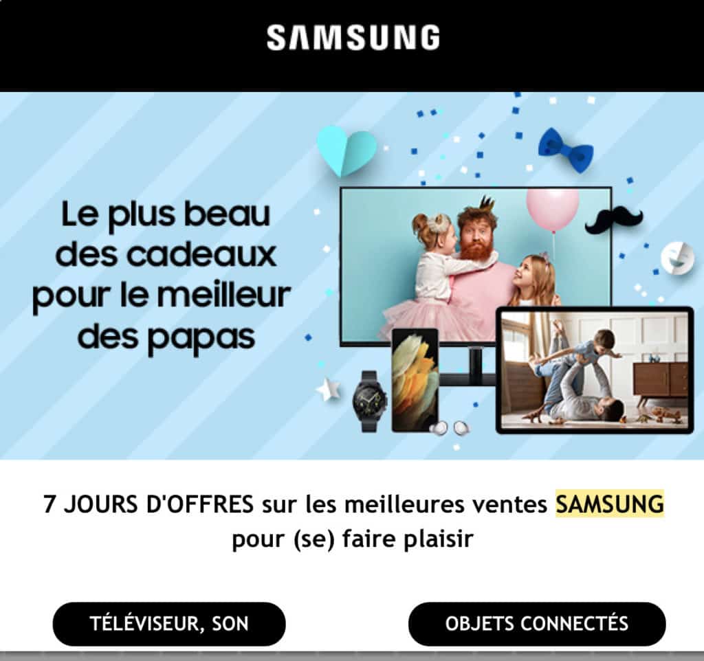 Message publicitaire Samsung